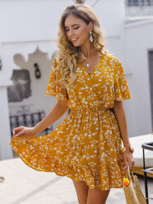  Floral Print Surplice Front Dress