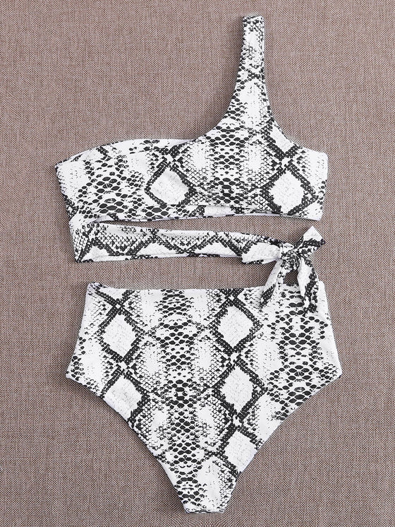 Snakeskin One Shoulder Bikini Swimsuit