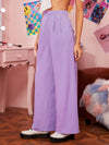 Zipper Fly Fold Pleated Palazzo Pants