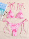 Tie Dye Rib Knot Detail Bikini Swimsuit