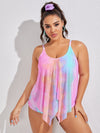 Plus Tie Dye Wash Sheer Bikini Swimsuit