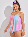 Plus Tie Dye Wash Sheer Bikini Swimsuit