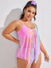 Plus Tie Dye Wash Sheer Bikini Swimsuit