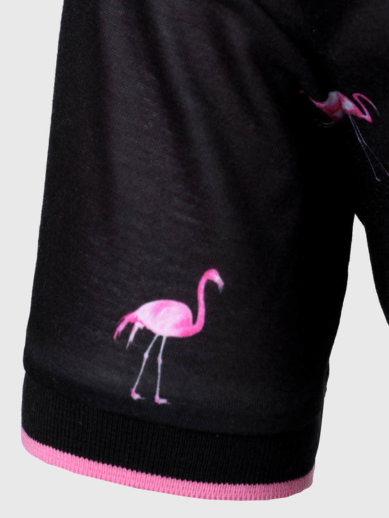 Men Flamingo Print Tape Polo Shirt