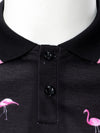 Men Flamingo Print Tape Polo Shirt