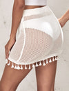 Tassel Open Knit Bikini Cover Up Skirt