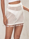 Tassel Open Knit Bikini Cover Up Skirt