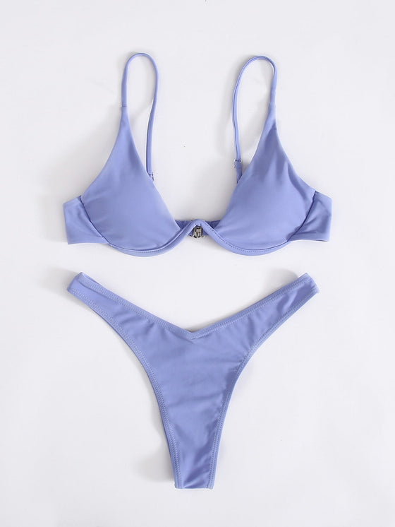 Plain Push Up Bikini Swimsuit