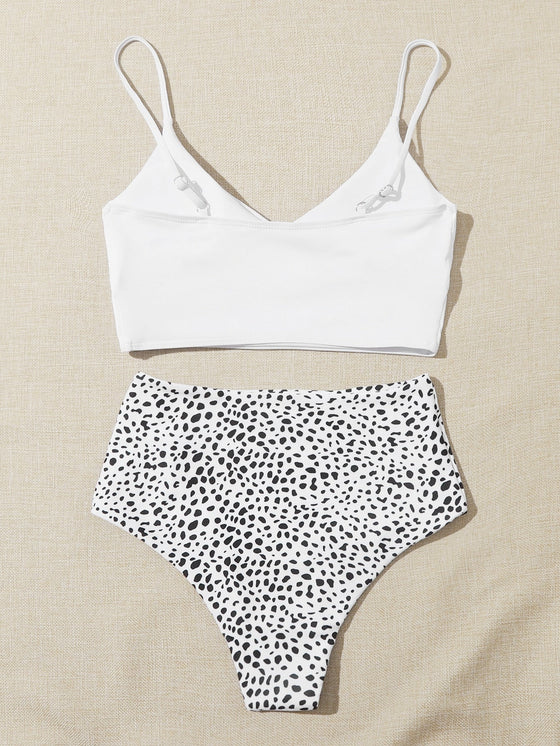 Dalmatian High Waisted Bikini Swimsuit