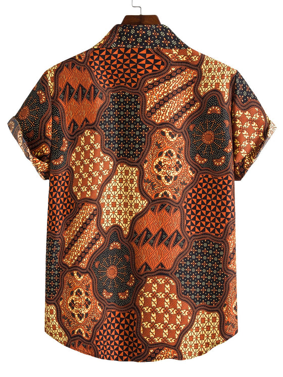 Men Mixed Print Button Up Shirt