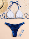 Velvet Halter Triangle Bikini Swimsuit