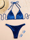 Velvet Halter Triangle Bikini Swimsuit