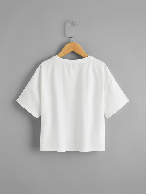 Girls Letter Graphic Drop Shoulder Tee