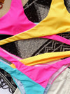 Color Block Cut out Wrap Bikini Swimsuit