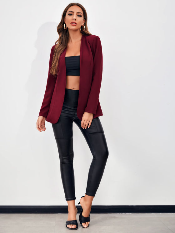 Open Front Solid Blazer