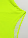 Neon Lime Criss Cross Plunging One Piece Swimsuit