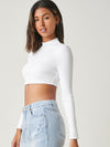 BASICS Mock Neck Crop Top