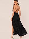 M Slit Cross Back Cami Prom Dress