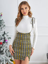 Tie Shoulder Plaid Overall Dress