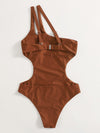 Cut Out One Shoulder One Piece Swimsuit