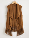 Fringe Trim Open Front Coat