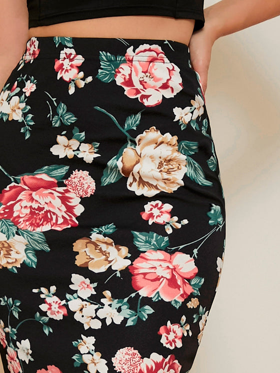 Floral Print Pencil Skirt