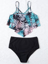 Leaf Print Hanky Hem Bikini Swimsuit