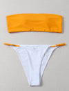 Two Tone Bandeau Thong Bikini Swimsuit