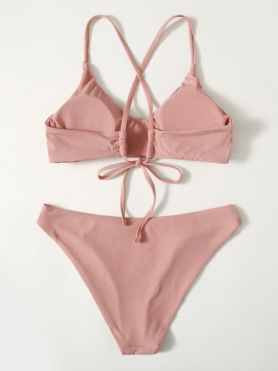 Plain Cheeky Bikini Swimsuit