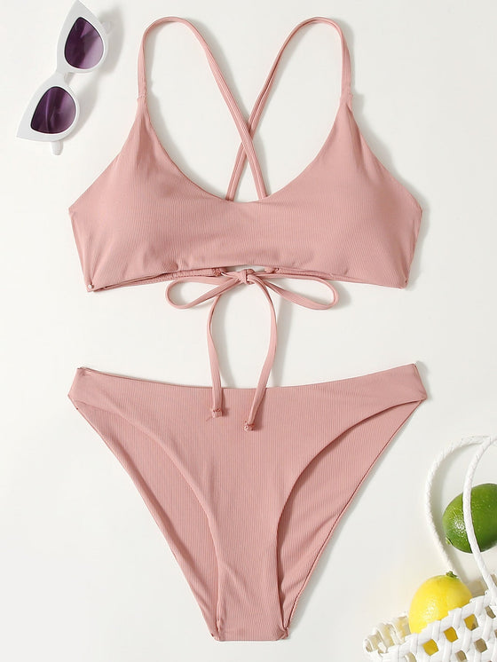 Plain Cheeky Bikini Swimsuit