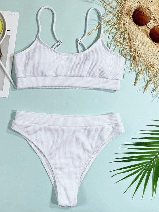 Rib High Waisted Bikini Swimsuit