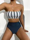 Striped High Waisted Bikini Swimsuit