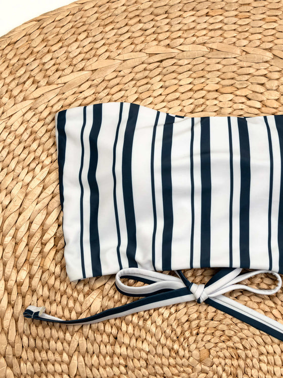 Striped High Waisted Bikini Swimsuit