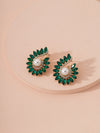 Rhinestone Faux Pearl Decor Earrings