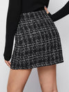 High Waist Plaid Tweed Skirt