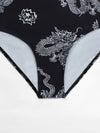 Chinese Dragon Print High Waisted Bikini Swimsuit