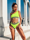 Neon Lime One Shoulder Bikini Swimsuit