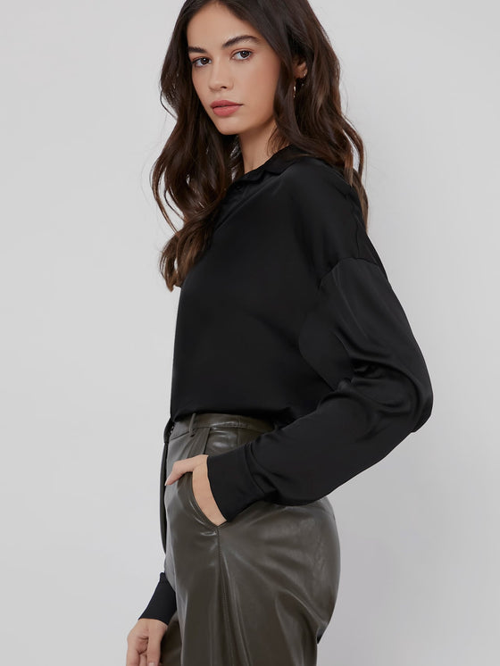 Single Breasted Satin Blouse