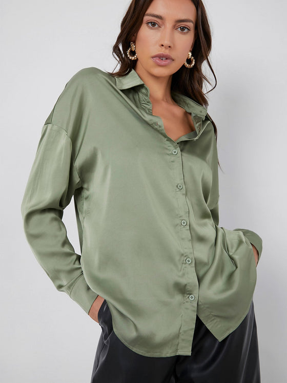 Single Breasted Satin Blouse