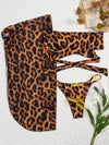 3pack Leopard Bikini Swimsuit Mesh Beach Skirt