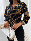 Cowl Neck Chain Print Blouse