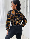 Cowl Neck Chain Print Blouse