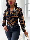 Cowl Neck Chain Print Blouse
