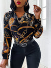 Cowl Neck Chain Print Blouse