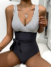 Striped Knot Side One Piece Swimsuit