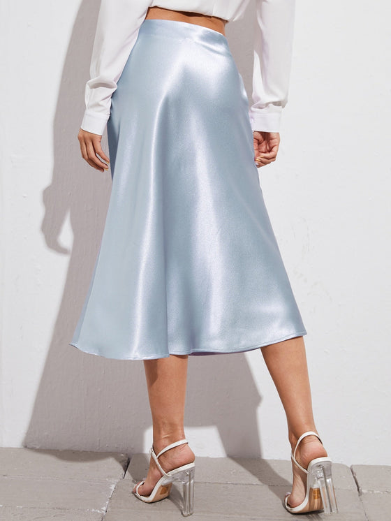 BAE Zipper Side Solid Satin Skirt