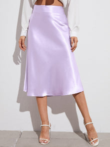  BAE Zipper Side Solid Satin Skirt