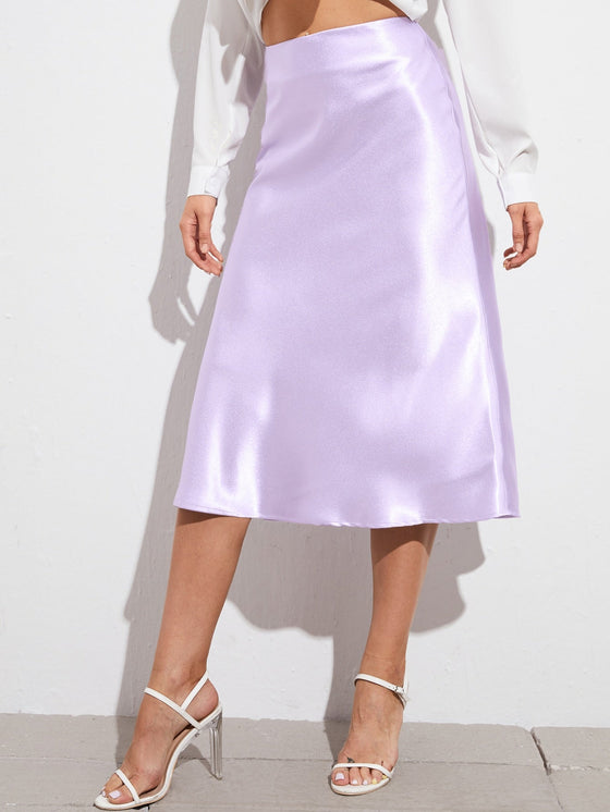 BAE Zipper Side Solid Satin Skirt