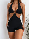 Ring Linked Cut Out Halter One Piece Swimsuit