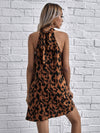 Allover Print Tie Back Halter Dress